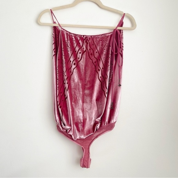 Free People Body Talk Velvet burnout Bodysuit fairy ethereal whimsigoth feminine - Picture 4 of 14